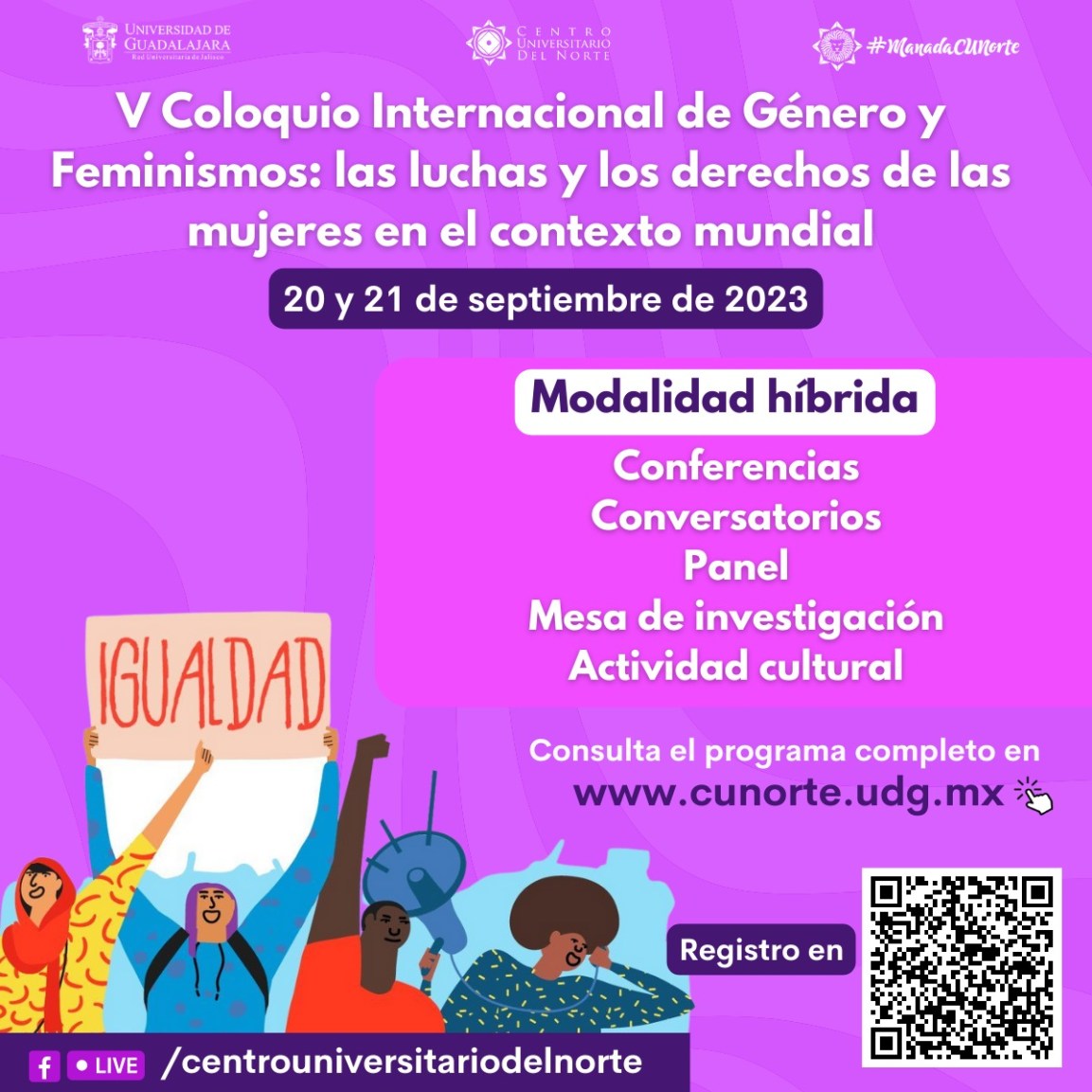 V Coloquio Internacional de Género y Feminismos: las luchas y los derechos de las mujeres en contexto mundial (organizado por la Universidad de Guadalajara, Centro Universitario Del&nbsp;Norte)